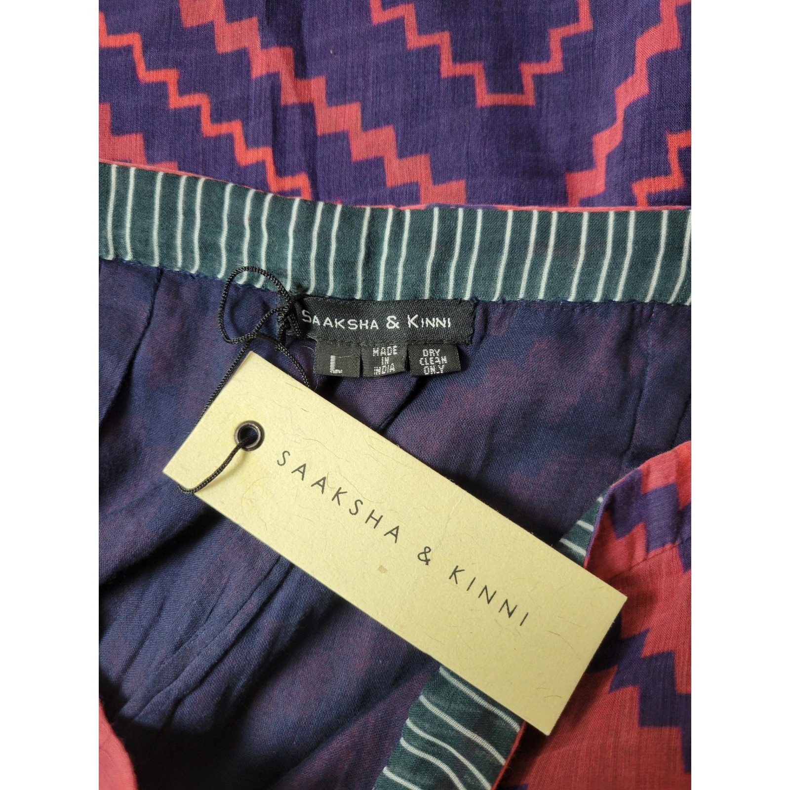 Saaksha & Kinni Red Purple Chevron Wide Leg Pants Side Stripe Size L Nwt — image 6 of 8